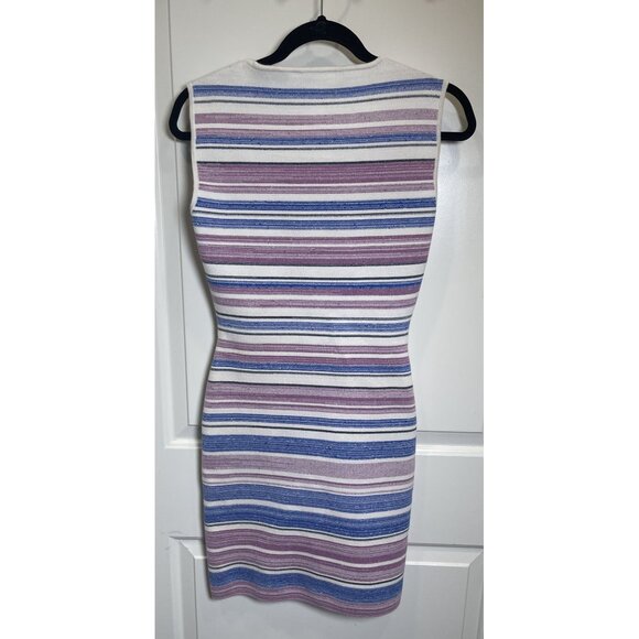 BCBGMAXAZRIA Multi-Striped Bodycon Sleeveless Dress Sz Med Chic Cocktails‎ Party - Picture 2 of 6